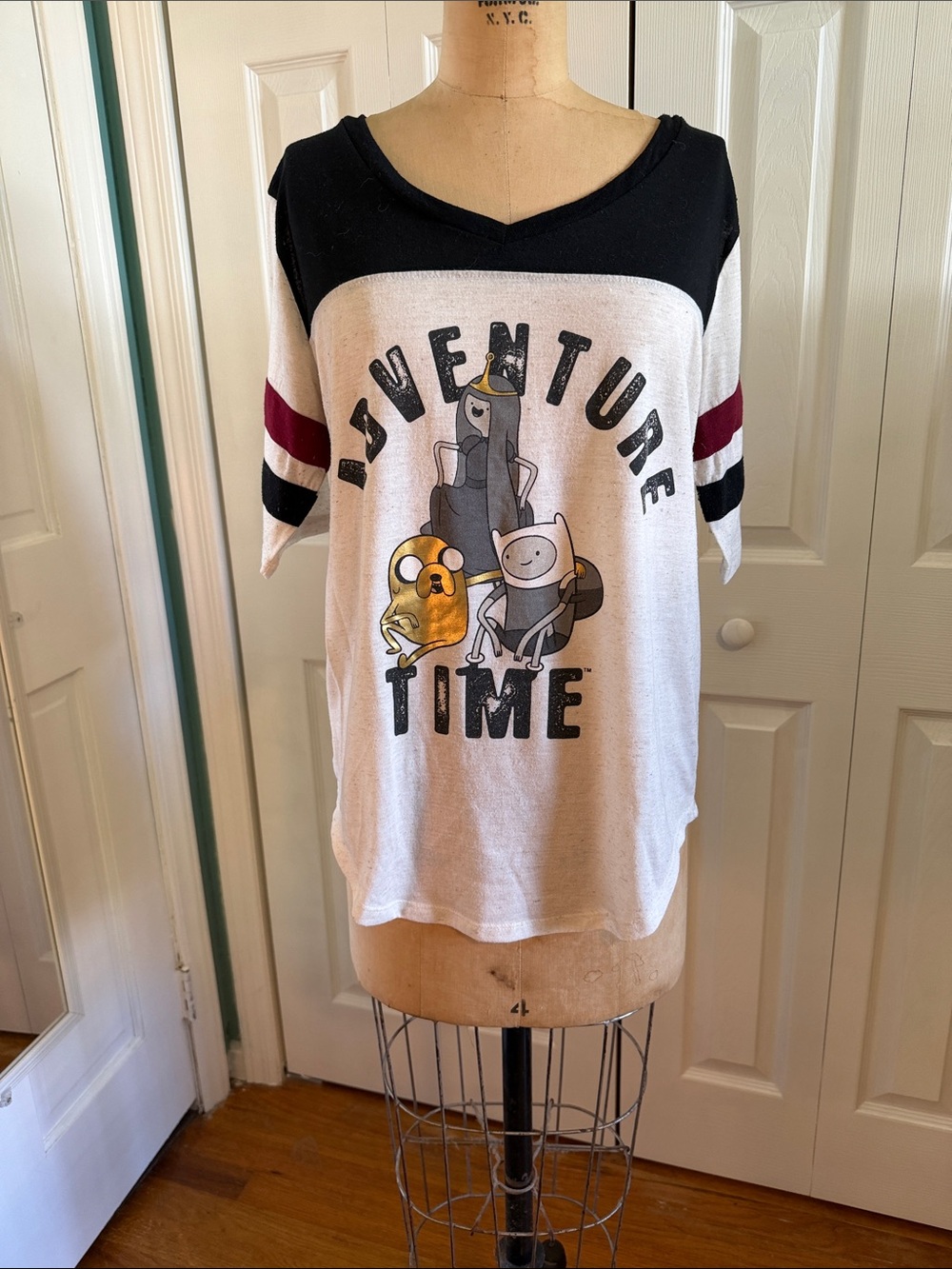 Mighty Fine Adventure Time Graphic Tee - White, Black & Burgundy Accents
